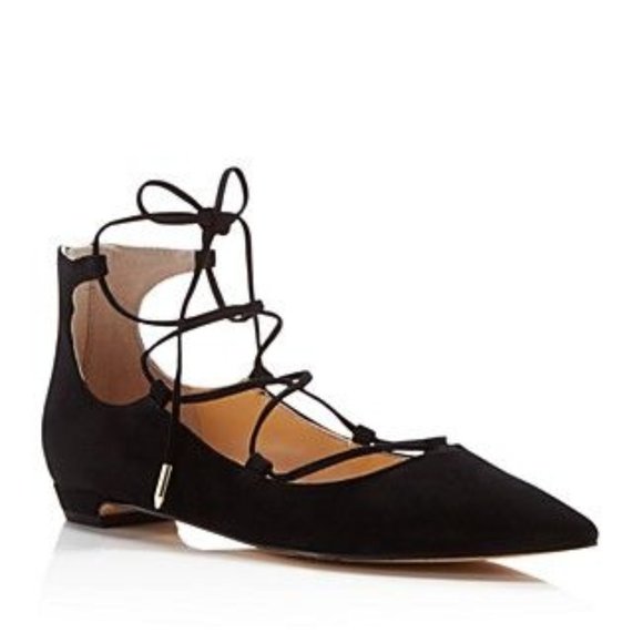 Ivanka Trump Shoes - Ivanka Trump Tropica Pointy Toe Ghillie Flat Black